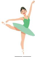 Ballerina performing graceful dance move in minimal flat design art vector