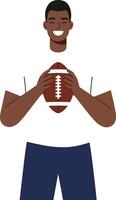 Football player holding a ball in minimal flat design art vector