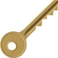 Gold key design in flat style showcasing details and unique features art vector