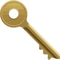 Key design showcasing a detailed golden key in flat art style featuring a unique shape and shine illustration vector