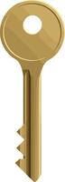 Gold key design in flat style showcasing details and smooth edges art vector