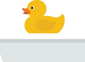 Yellow rubber duck floating on a white surface in flat illustration vector