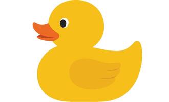 Cute yellow rubber duck in flat design with simple shapes and colors illustration vector