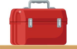 Red toolbox design in flat style featuring shiny metallic details and simple shapes art vector