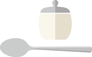 Sugar bowl with spoon in flat minimal illustration vector