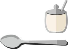 Spoon and Sugar Container in Minimal Flat Design Art vector