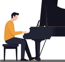 Man playing piano in a minimal flat style illustration vector