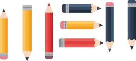 Colorful assortment of pencils arranged in various positions and orientations on a white background vector