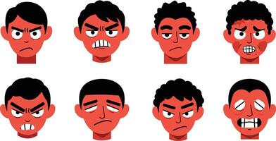Eight cartoon expressions showing various emotions and reactions in animated characters vector