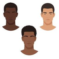 Diverse male faces with varying features in flat design art vector