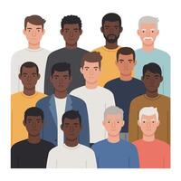 Group of diverse men in flat design style illustration vector