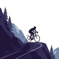 Bicyclist Riding Through Mountain Path in Detailed Flat Design Art vector