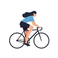 Woman riding a bicycle in minimal style showcasing dynamic motion illustration vector