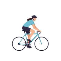 Woman riding a bicycle in a flat design style illustration vector
