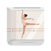 Elegant ballet dancer performing a graceful pose in minimal art vector