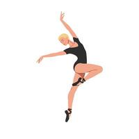 Ballet dancer in mid-air leap with flat design style art vector