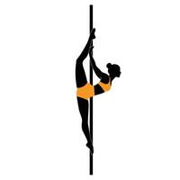 Pole dancer in dynamic pose, minimal design showcasing strength and elegance, art vector