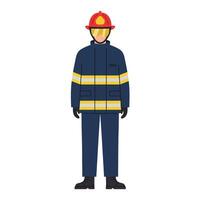 Firefighter wearing protective gear in flat design art vector