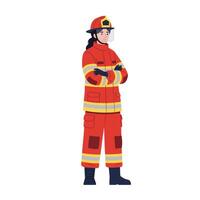 Firefighter character design in flat style showcasing bravery and readiness illustration vector