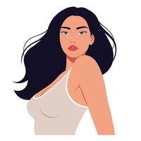 Elegant woman with flowing hair in minimal style art vector