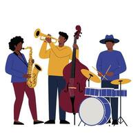 Group of musicians playing instruments in flat style illustration vector