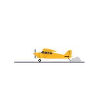 Yellow airplane taking off with a minimal flat design style illustration vector