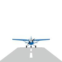 Airplane taking off from runway in flat minimal art vector
