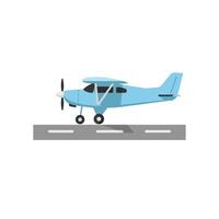 Airplane taking off from runway in flat design art vector
