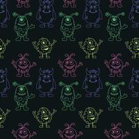 Seamless pattern for kids with cute colorful monsters. Doodle aliens. Can be used for children's textile, wrapping paper, vector