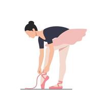 Ballerina tying her shoes in a graceful pose, minimal style art vector