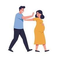 Couple interaction with expectant mother in flat illustration style showing emotional dynamics in relationship art vector