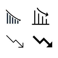 Various downward trend charts and graphs, depicting decline and loss. vector