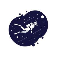 Astronaut floating in space with detailed design elements and vivid colors illustration vector
