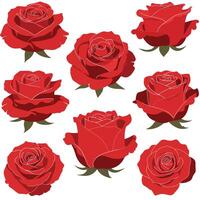 Red roses arranged in a grid pattern with flat design style art vector