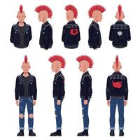 Character design showcasing punk style with detailed features and bold colors in art vector