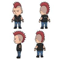 Character transformation showcasing punk style in flat design art vector