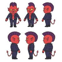 Red demon character design with punk style in flat art vector