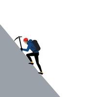 Climber ascending steep slope in flat design style art vector