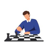 Chess player making a strategic move in flat illustration vector