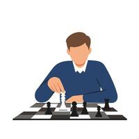 Chess player making a strategic move in flat art style illustration asdqw vector