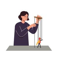 Puppet manipulation by a person with flat design style art acs vector