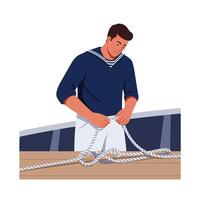 Person tying rope in minimal style with flat design elements art dq vector