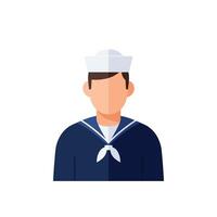 Sailor character in detailed flat style art with navy uniform and sailor hat vector