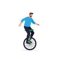 Unicyclist performing tricks in flat style art illustration vector