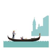 Gondola ride in Venice with minimal design featuring water and buildings art vector