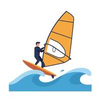 Windsurfing action in vibrant colors featuring a detailed flat design illustration vector