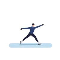 Skater gliding gracefully on ice in flat style art vector