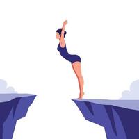 Diver preparing to jump into water in flat art style vector