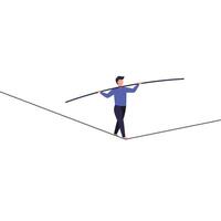 Tightrope walker balancing on a line in minimal art style illustration vector