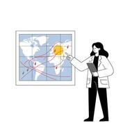 Scientist presenting data on weather patterns in flat design art vector
